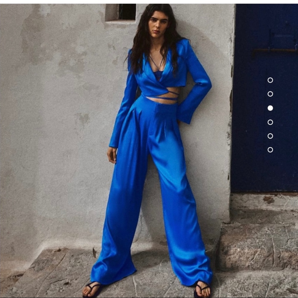 Zara Satin wide leg palazzo pants